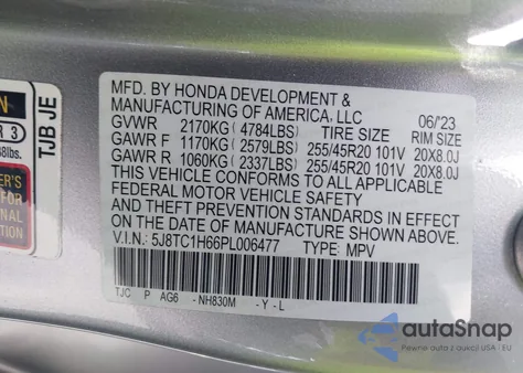 2023 Acura Rdx A-Spec Package from USA, damaged, VIN 5J8TC1H66PL006477